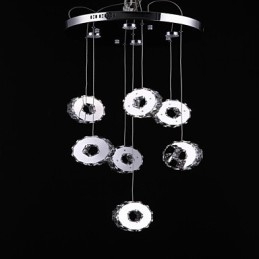Designer Touch Decorative Modern High Grade Seven Ring 7 Lights Stainless Steel Crystal Chandelier