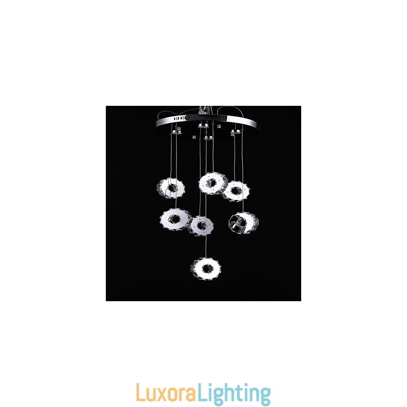 Designer Touch Decorative Modern High Grade Seven Ring 7 Lights Stainless Steel Crystal Chandelier