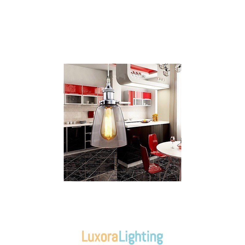 Designer Touch Decorative Modern Chrome Glass Vintage Industrial Retro Fitting Edison Pendant Light Cafe Porch Light