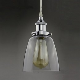 Designer Touch Decorative Modern Chrome Glass Vintage Industrial Retro Fitting Edison Pendant Light Cafe Porch Light