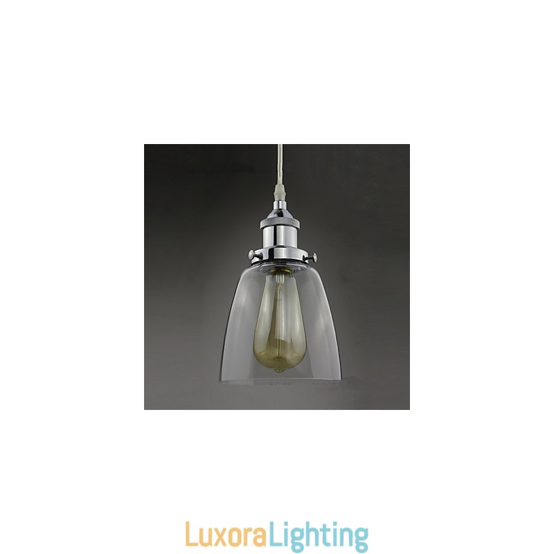 Designer Touch Decorative Modern Chrome Glass Vintage Industrial Retro Fitting Edison Pendant Light Cafe Porch Light