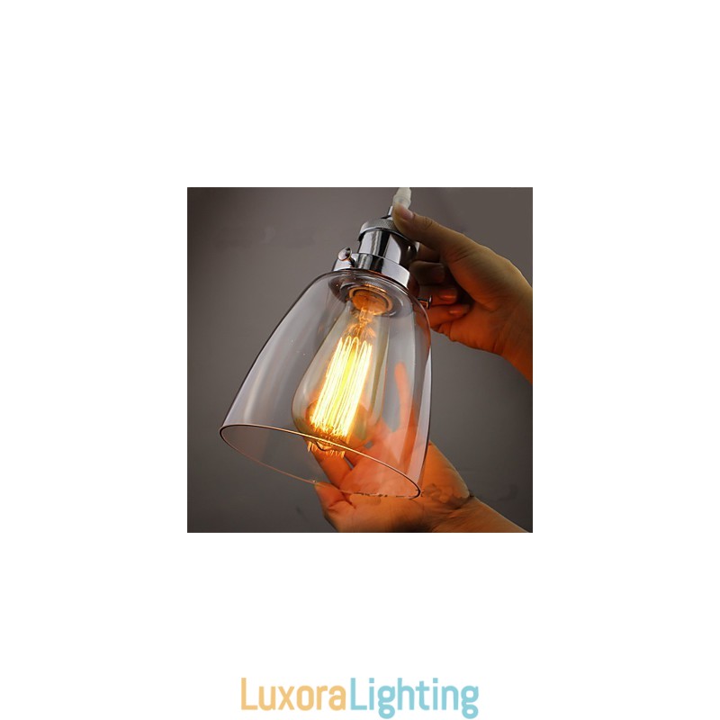 Designer Touch Decorative Modern Chrome Glass Vintage Industrial Retro Fitting Edison Pendant Light Cafe Porch Light