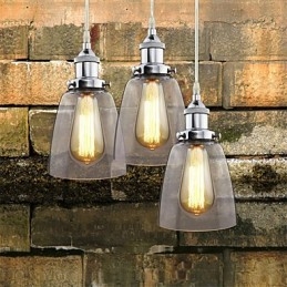 Designer Touch Decorative Modern Chrome Glass Vintage Industrial Retro Fitting Edison Pendant Light Cafe Porch Light