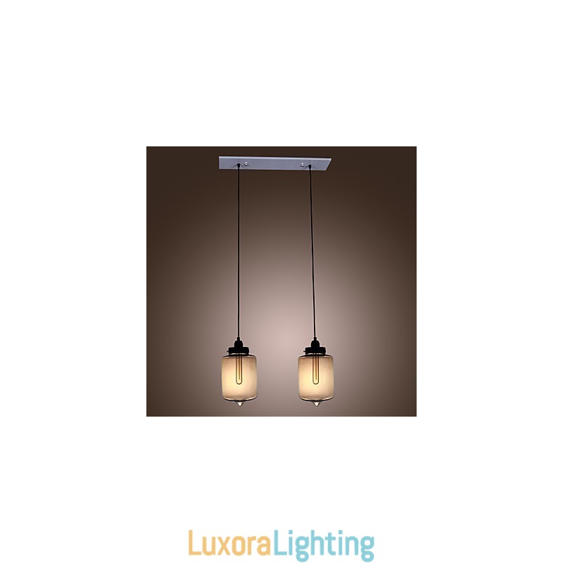 Designer Touch Decorative Modern Glass Pendant Light with 2 Lights in Transparent Bottle Design