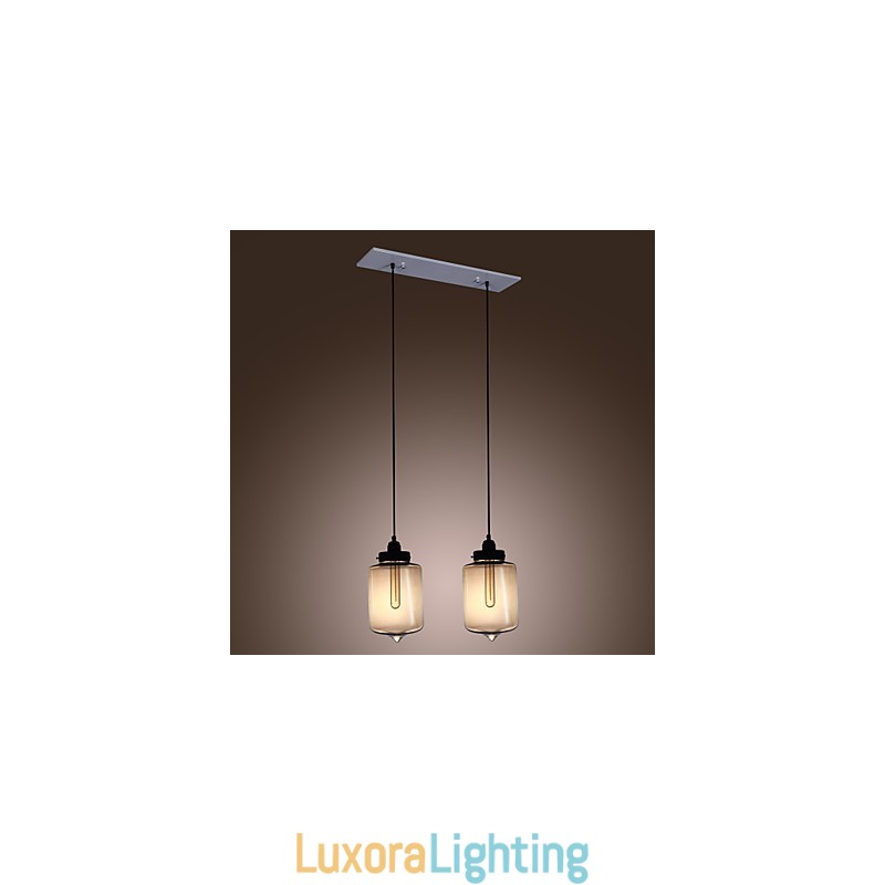 Designer Touch Decorative Modern Glass Pendant Light with 2 Lights in Transparent Bottle Design