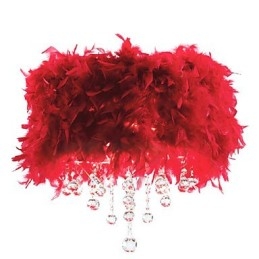 Designer Touch Decorative Crystal Pendant Light with 3 Lights in Red Feather Shade