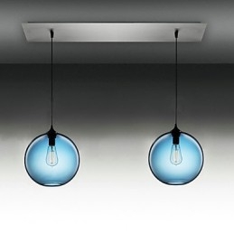 Designer Touch Decorative 2 Light Modern Glass Pendant Light in Round Blue Bubble Design