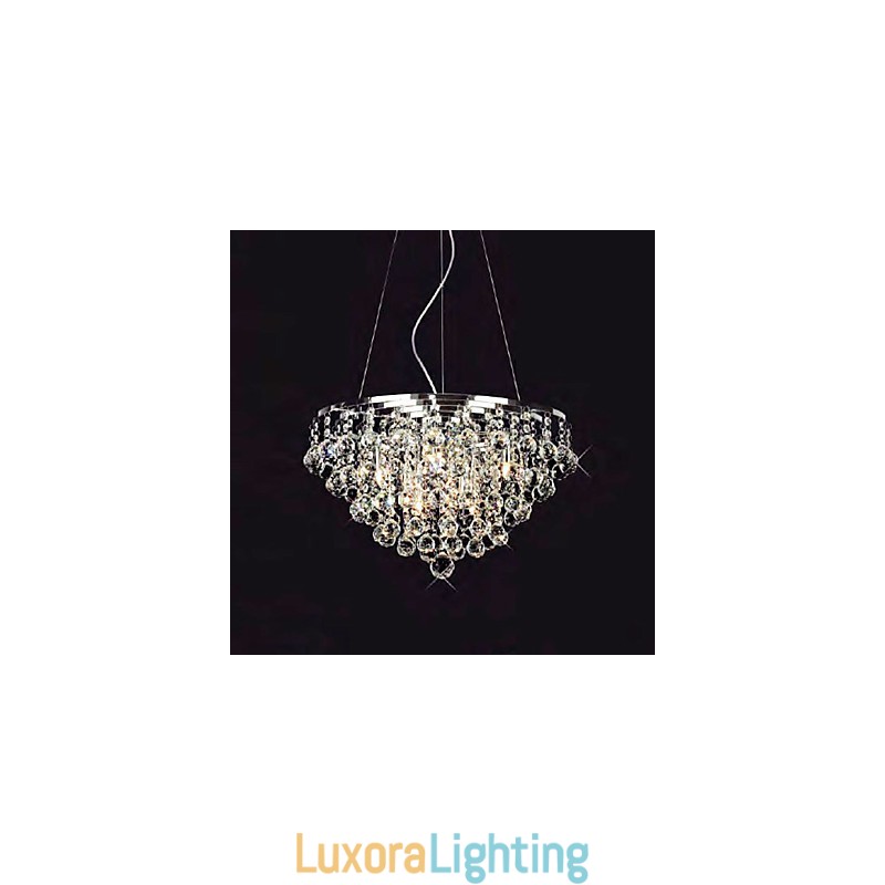 Designer Touch Decorative Crystal Drop Pendant Light with 8 Lights in Round Shape