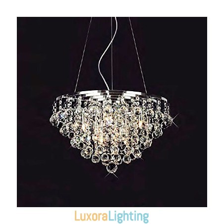 Designer Touch Decorative Crystal Drop Pendant Light with 8 Lights in Round Shape
