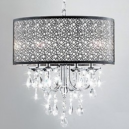 Designer Touch Decorative Modern 4 Light Pendant Light with Crystal Drops
