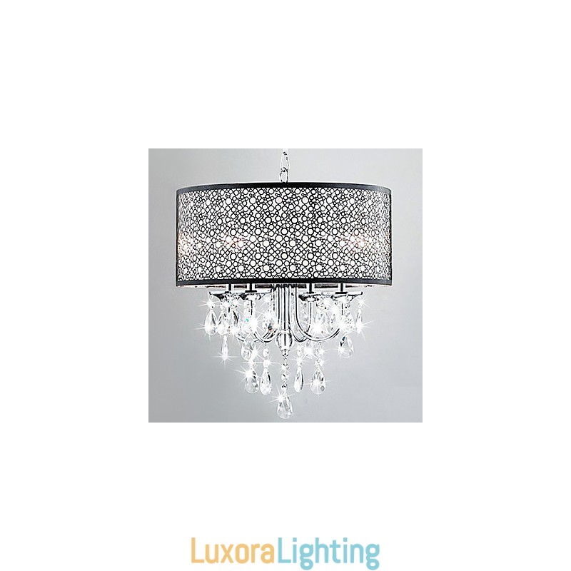 Designer Touch Decorative Modern 4 Light Pendant Light with Crystal Drops