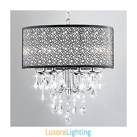 Designer Touch Decorative Modern 4 Light Pendant Light with Crystal Drops