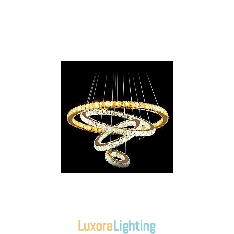 Designer Touch Decorative Crystal Pendant Light Ceiling Chandelier K9 Clear Crystal Round 4 Rings Large Ring(Warm White) Other(Cool White)