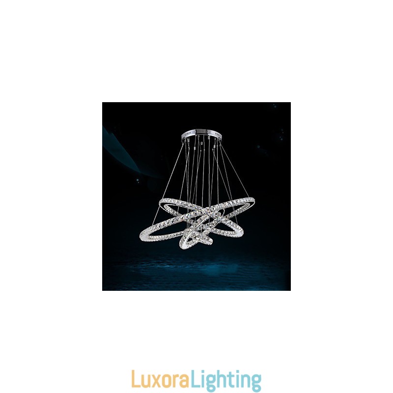 Designer Touch Decorative Crystal Pendant Light Ceiling Chandelier K9 Clear Crystal Round 4 Rings Large Ring(Warm White) Other(Cool White)