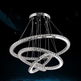 Designer Touch Decorative Crystal Pendant Light Ceiling Chandelier K9 Clear Crystal Round 4 Rings Large Ring(Warm White) Other(Cool White)