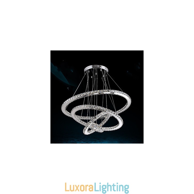 Designer Touch Decorative Crystal Pendant Light Ceiling Chandelier K9 Clear Crystal Round 4 Rings Large Ring(Warm White) Other(Cool White)
