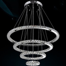 Designer Touch Decorative Crystal Pendant Light Ceiling Chandelier K9 Clear Crystal Round 4 Rings Large Ring(Warm White) Other(Cool White)