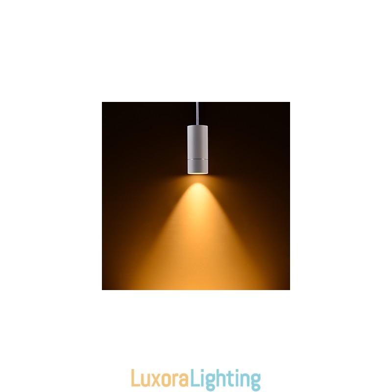 Designer Touch Decorative GE 05032 8W 136mm 1 Light Mini Pendant light Powdered White with Aluminium