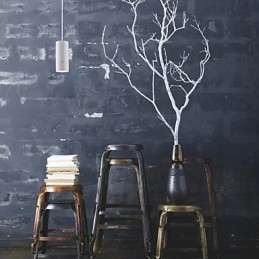 Designer Touch Decorative GE 05032 8W 136mm 1 Light Mini Pendant light Powdered White with Aluminium