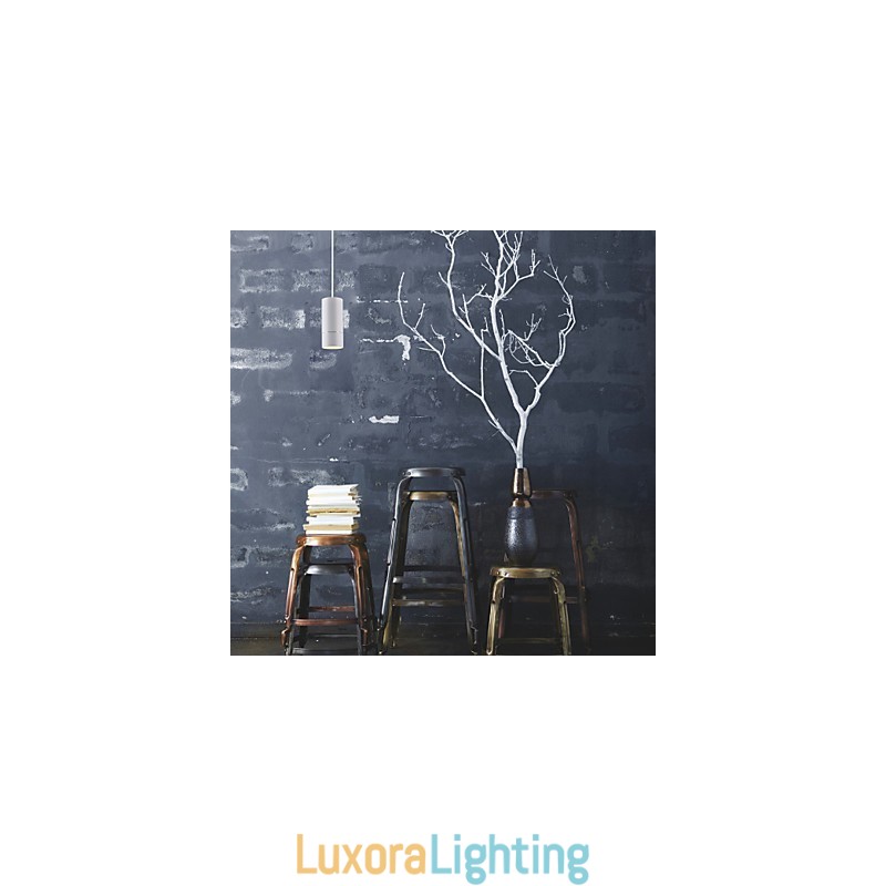 Designer Touch Decorative GE 05032 8W 136mm 1 Light Mini Pendant light Powdered White with Aluminium