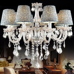 Designer Touch Decorative K9 Transparent Crystal Chandelier Shade Included