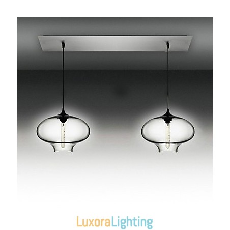 Designer Touch Decorative 2 Light Modern Glass Pendant Light in Black Bubble Design