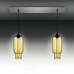 Designer Touch Decorative Modern Transparent Glass Pendant Light with 2 Lights in Bubble Design Electroplate Finished