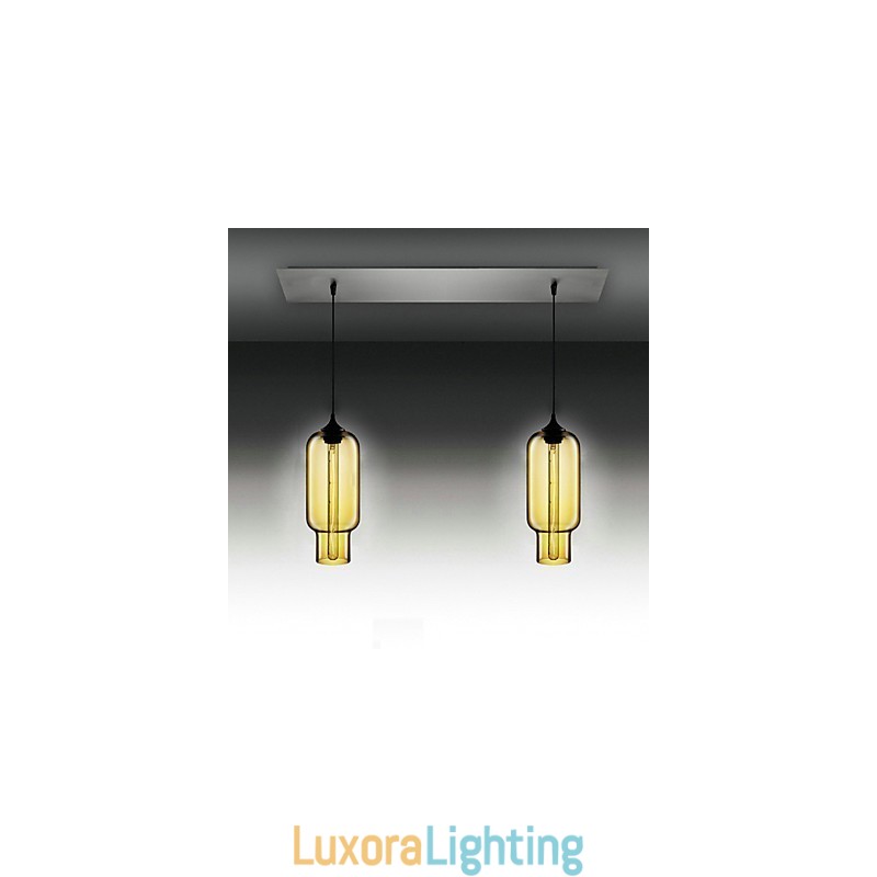 Designer Touch Decorative Modern Transparent Glass Pendant Light with 2 Lights in Bubble Design Electroplate Finished