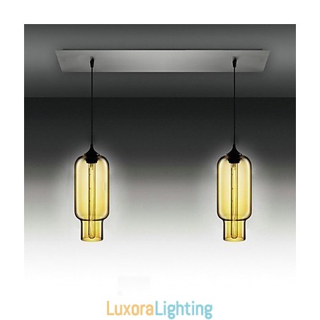 Designer Touch Decorative Modern Transparent Glass Pendant Light with 2 Lights in Bubble Design Electroplate Finished