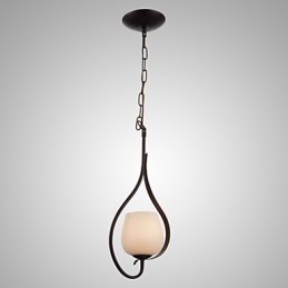 Designer Touch Decorative Iron Painting Pendant Light with Glass Shade Classic Lighting Lamp 1 Head