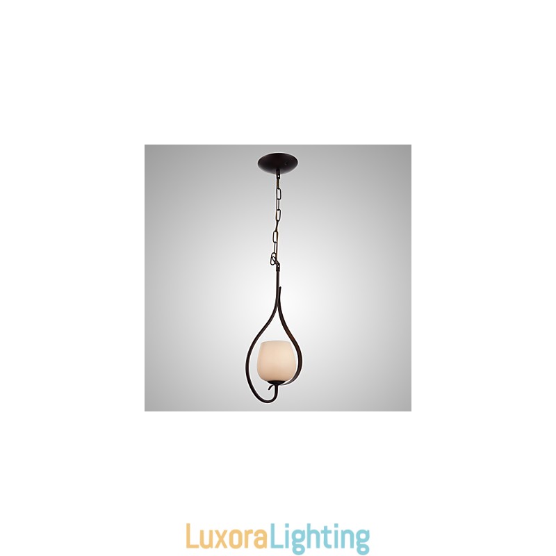 Designer Touch Decorative Iron Painting Pendant Light with Glass Shade Classic Lighting Lamp 1 Head