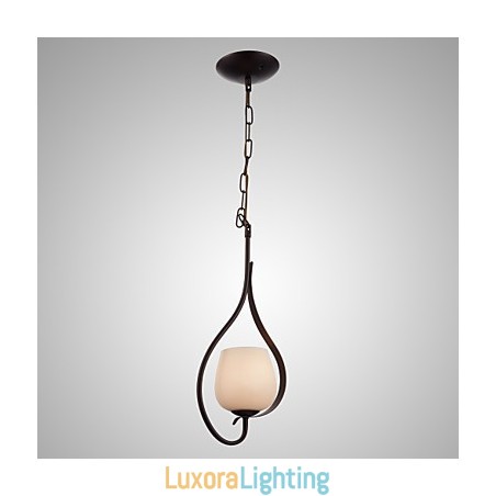 Designer Touch Decorative Iron Painting Pendant Light with Glass Shade Classic Lighting Lamp 1 Head
