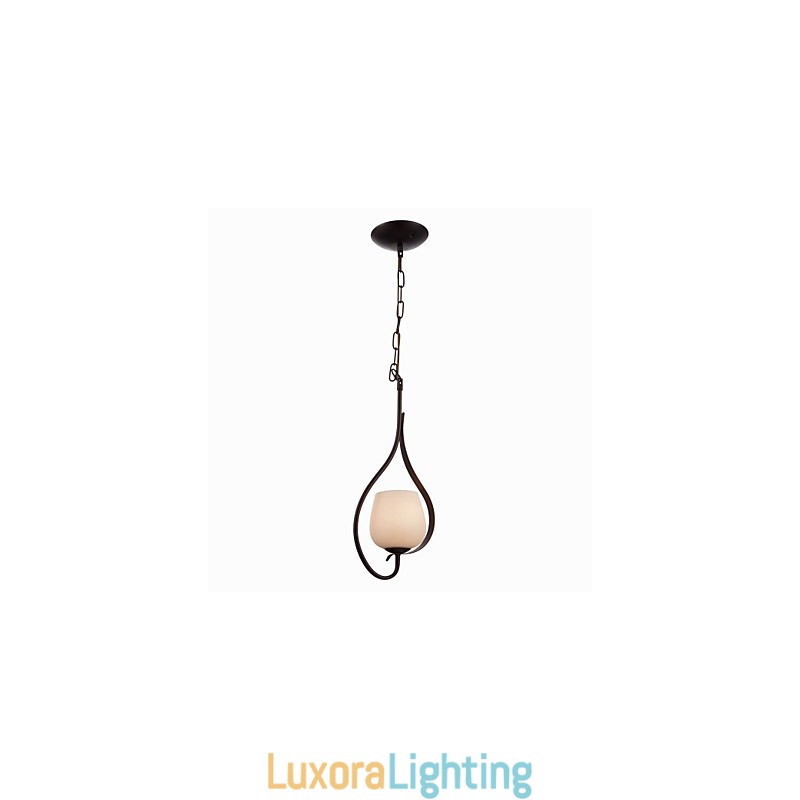 Designer Touch Decorative Iron Painting Pendant Light with Glass Shade Classic Lighting Lamp 1 Head