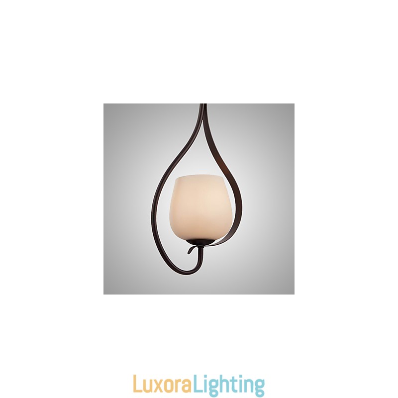 Designer Touch Decorative Iron Painting Pendant Light with Glass Shade Classic Lighting Lamp 1 Head
