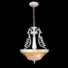 Designer Touch Decorative White Pendant Three Lights Pattern Glass Shade Hand Gilt European Retro Classic