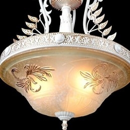 Designer Touch Decorative White Pendant Three Lights Pattern Glass Shade Hand Gilt European Retro Classic