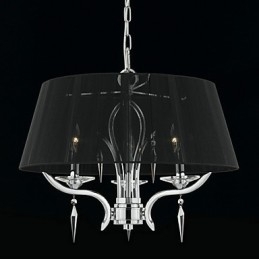Designer Touch Decorative Elegant Crystal Chandelier with 3 Lights in Black Shade