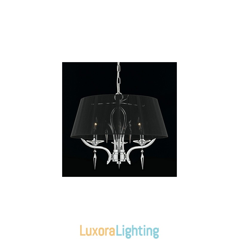 Designer Touch Decorative Elegant Crystal Chandelier with 3 Lights in Black Shade