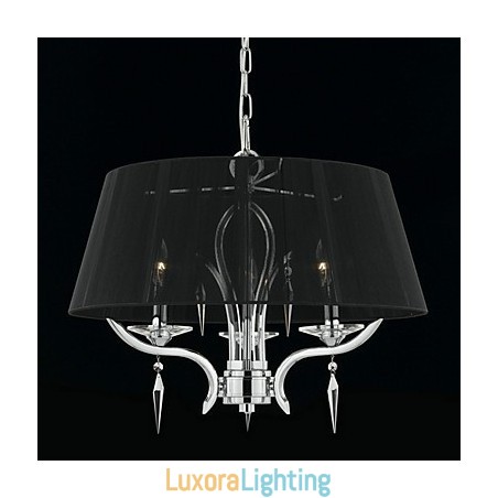 Designer Touch Decorative Elegant Crystal Chandelier with 3 Lights in Black Shade