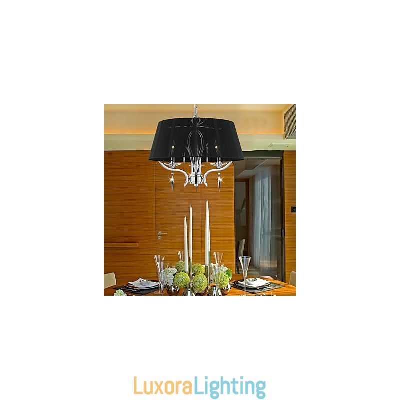 Designer Touch Decorative Elegant Crystal Chandelier with 3 Lights in Black Shade