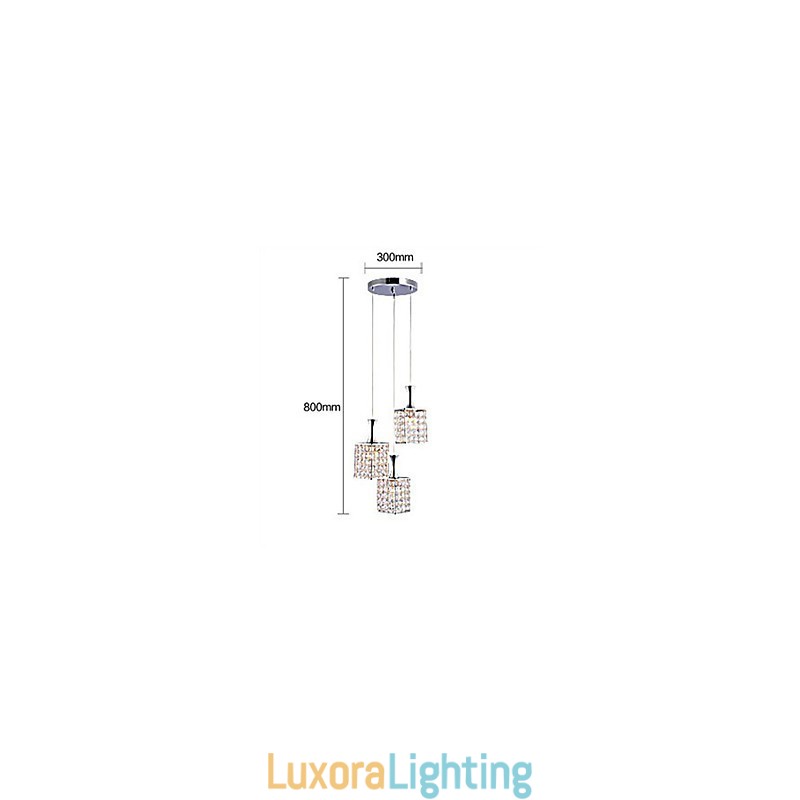 Designer Touch Decorative 3 Lights Metal Frame K9 Crystal Chandelier Droplight Send Bulb