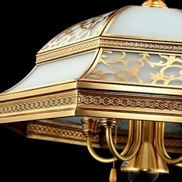 Designer Touch Decorative Brass Pendant Lamp Six Lights Vintage Total Copper Glass