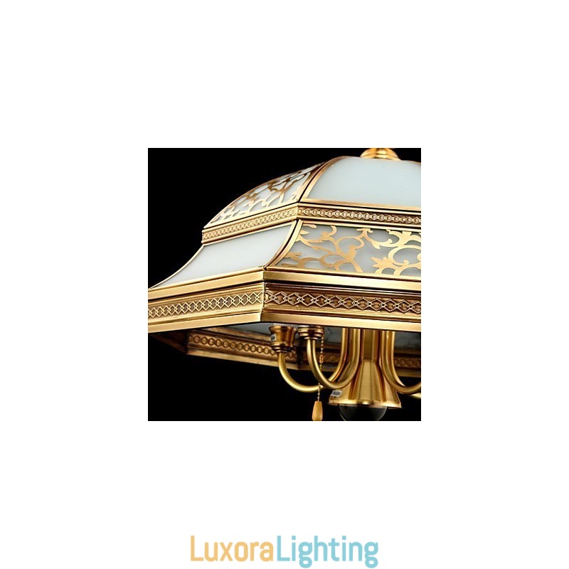 Designer Touch Decorative Brass Pendant Lamp Six Lights Vintage Total Copper Glass