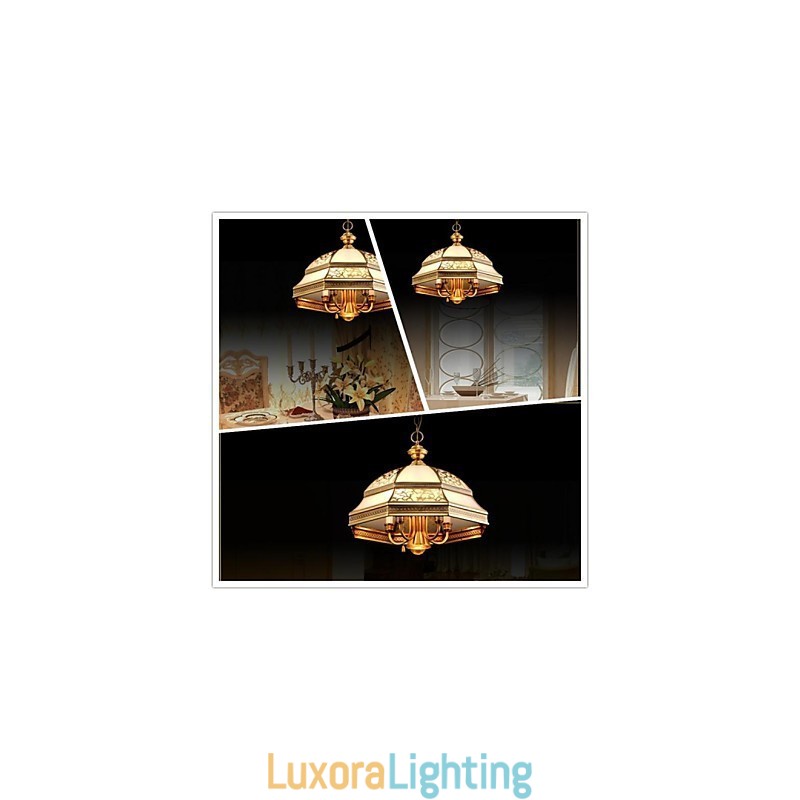 Designer Touch Decorative Brass Pendant Lamp Six Lights Vintage Total Copper Glass