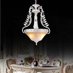 Designer Touch Decorative White Pendant Two Lights Pattern Glass Shade Hand Gilt European Retro Classic