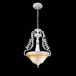 Designer Touch Decorative White Pendant Two Lights Pattern Glass Shade Hand Gilt European Retro Classic