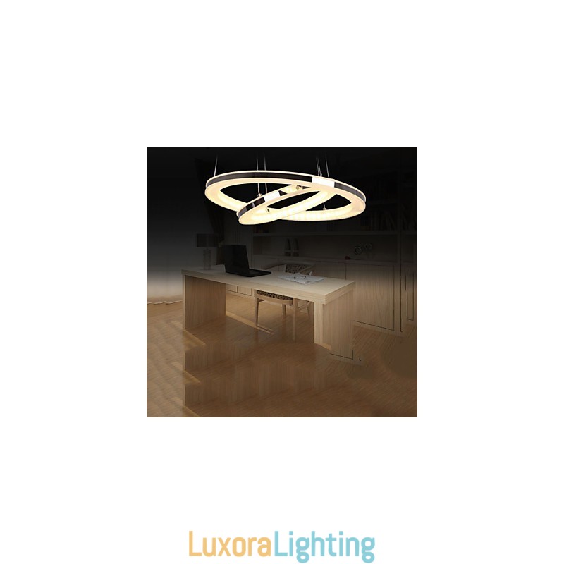 Designer Touch Decorative Acrylic Pendant Light Round Chandelier Lighting with 2 Rings Lamps Fixtures