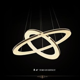 Designer Touch Decorative Acrylic Pendant Light Round Chandelier Lighting with 2 Rings Lamps Fixtures