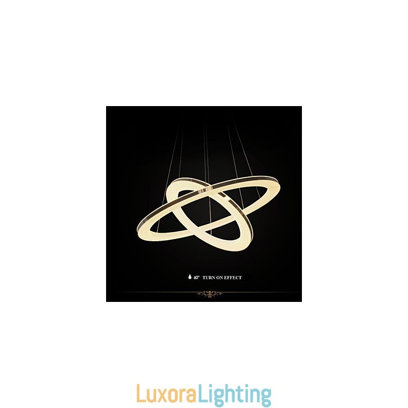 Designer Touch Decorative Acrylic Pendant Light Round Chandelier Lighting with 2 Rings Lamps Fixtures