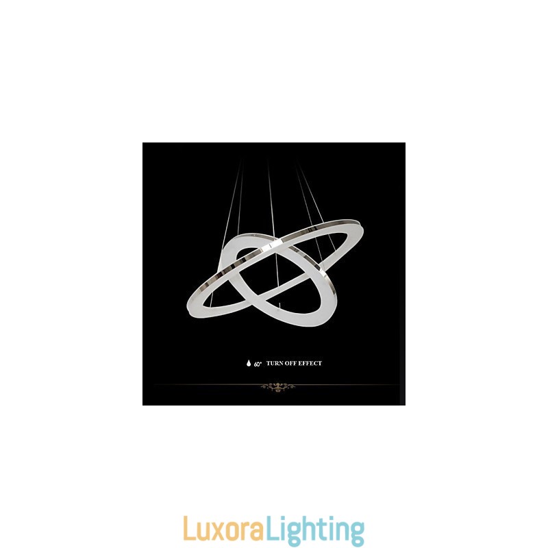 Designer Touch Decorative Acrylic Pendant Light Round Chandelier Lighting with 2 Rings Lamps Fixtures